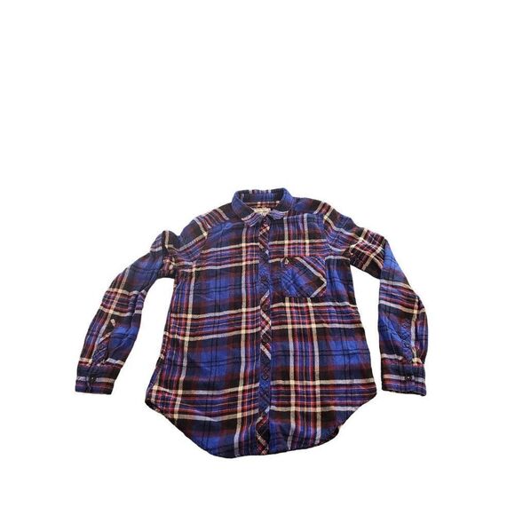 Abercrombie & Fitch Fleece Button Up Shirt Women Sz M Plaid Boho Hipster - Picture 1 of 7